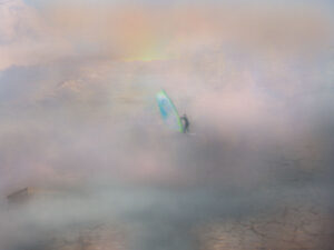 windsurfer with misty background